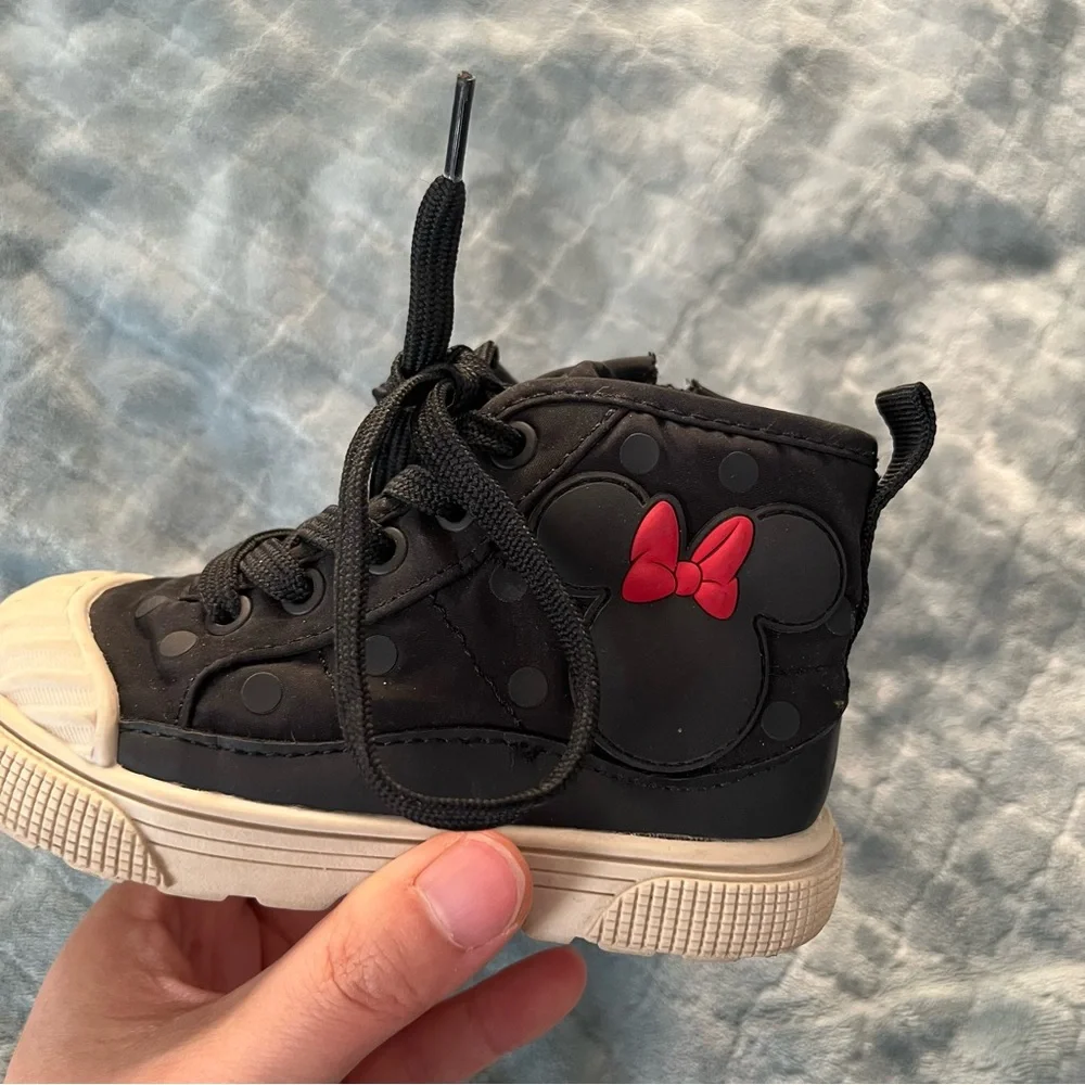 ZARA Kids‎ x Disney Minnie Mouse Black Polka Dot High-Top Sneakers US Toddler 5